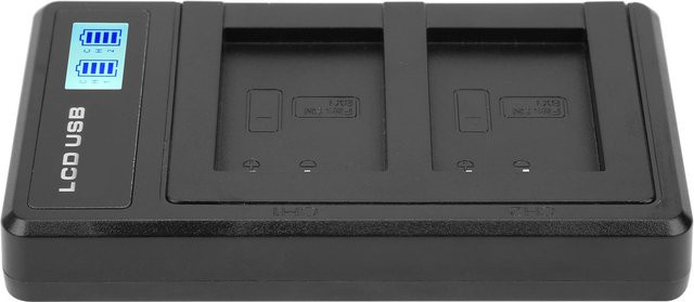 Andoer Tragbares Kamera-Akkuladegerät für NPBX1 mit LCD-Display und USB-C, Doppelladegerät, Schwarz - Bild 1