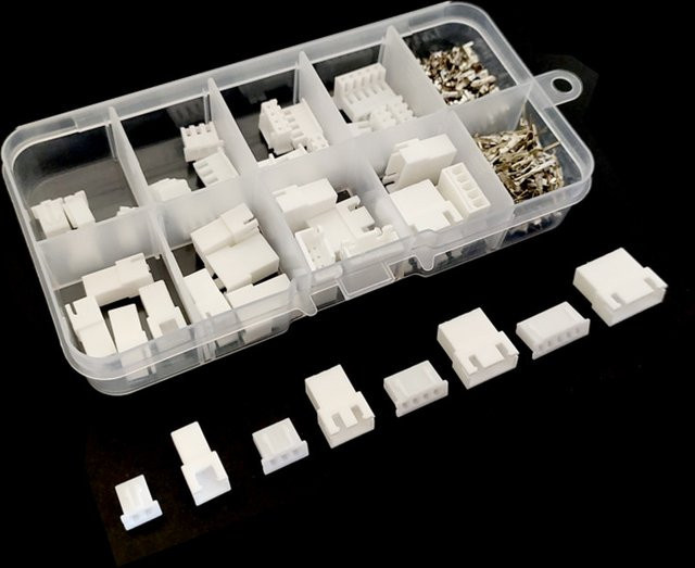 180 Stück XH-Stecker Set männlich und weiblich JST XH2.54 mit 2p 3p 4p 5 Pin für DIY Batterieladekabel in Weiß - Bild 1