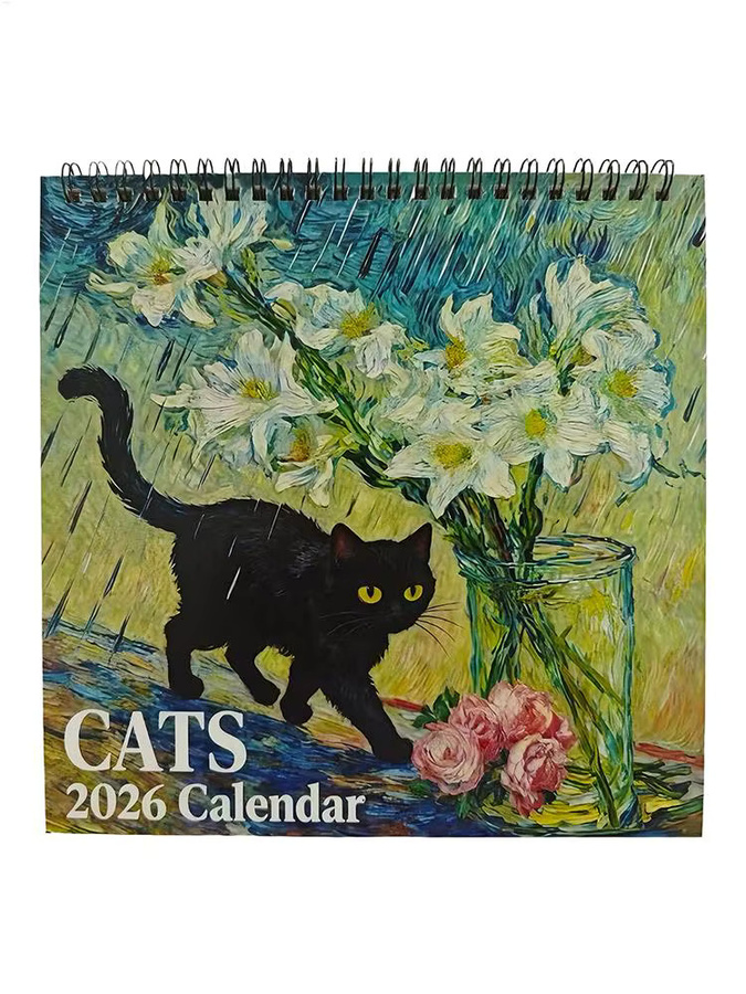 Großer Gitterkalender 2026 für Katzenliebhaber mit markierten Feiertagen, bunter Wandplaner für Zuhause und Büro - Bild 7