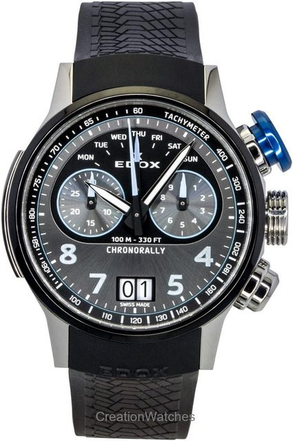 Edox Chronograph, Titan, Kautschukarmband, Grau, Quarz, Herren - Bild 1