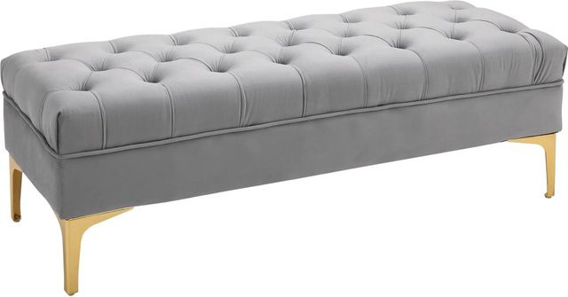 HOMCOM Sitzbank aus Samt und Schaumstoff in Hellgrau, B/T/H: 118 x 45 x 42 cm - Bild 1