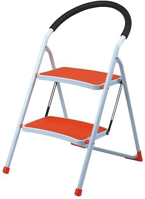 PROREGAL Small Giraffe Einseitige Metall-Klappleiter mit 2 Stufen in Orange, Tragkraft 150 kg - Bild 1