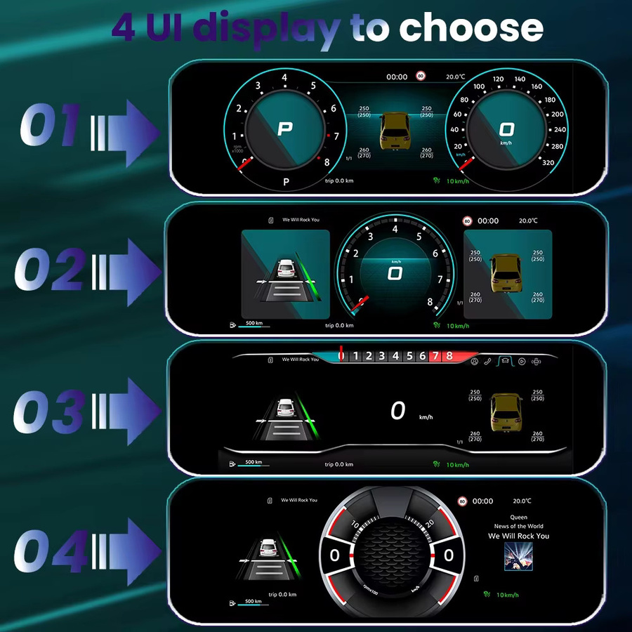 BONROAD Digital Dashboard Cluster 12,3 Zoll mit Wireless CarPlay und Android Auto für VW Golf 7 MK7 2013-2020 in Schwarz - Bild 4