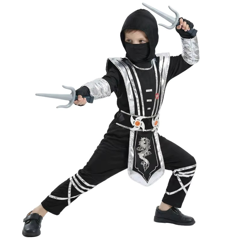 Ninja Kostüm, Silber Maskierter Krieger, Performance Outfit, Unisex - Bild 3