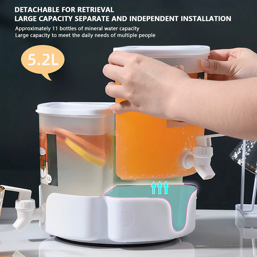 Willstar Getränkespender mit 3 Fächern und auslaufsicherem 360 Grad drehbarem Wasserhahn, 1,1 l und 5,1 l Volumen - Bild 3
