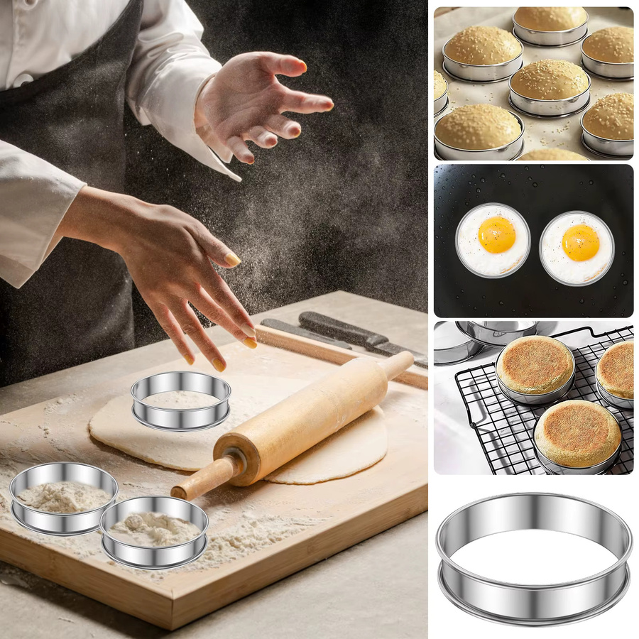 Willstar 12er Set Muffin-Törtchenringe aus Edelstahl in Silber, Durchmesser: 10 cm und 8 cm - Bild 2