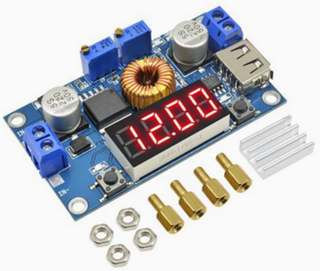 XL4015 DC-DC-Wandler 75W 5A einstellbares Step-Down-Lademodul als Abwärtswandler und LED-Treiber mit rotem Voltmeter - Bild 1