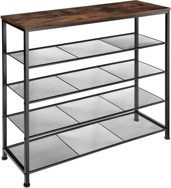 tectake Schuhregal Sheffield Industrial Style aus Holz und Metall, Braun, B/T/H: 100 x 30,5 x 93 cm - Bild 2