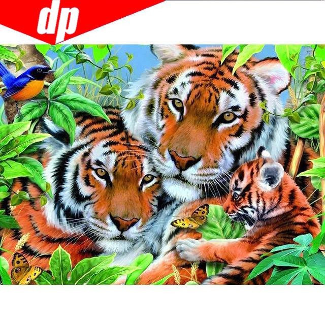 FIYO Diamant-Stickerei Tiger DIY 5D Diamant Malerei Kreuzstich Mosaik Set, Farbe: Schwarz/Mehrfarbig, Breite: 30 cm, Höhe: 20 cm - Bild 1