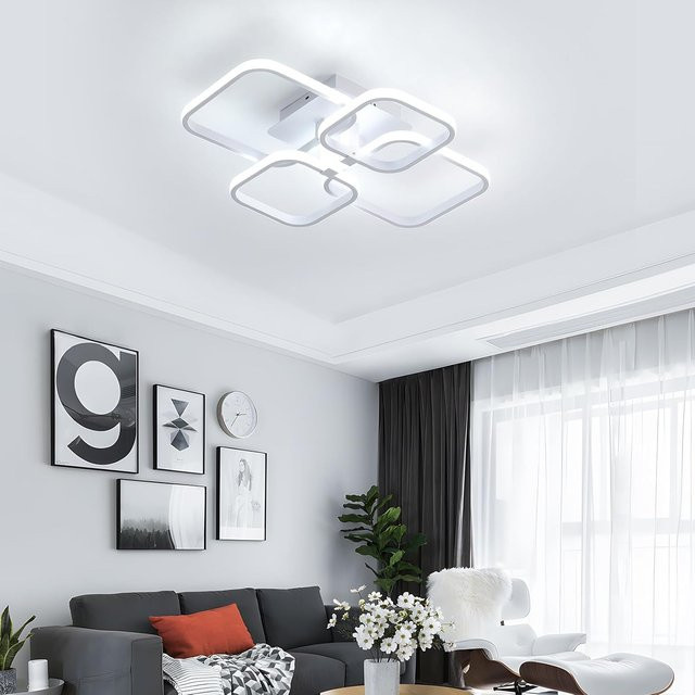 Moderne quadratische 60W LED-Deckenleuchte in Weiß mit 6500K Kaltweiß für Wohnzimmer, Schlafzimmer, Küche und Esszimmer - Bild 1