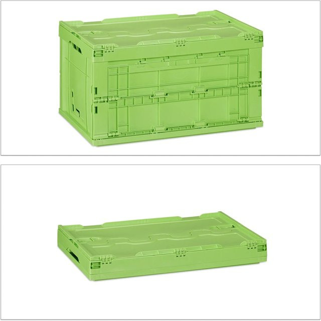 Relaxdays Transportbox aus Polypropylen in Grün, schließbar, stapelbar und zusammenklappbar, Volumen: 60 l, B/T/H: 58,5 x 39,5 x 32,5 cm - Bild 1