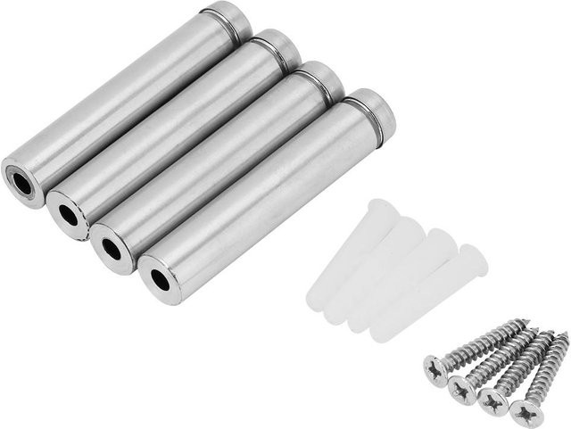 4 Stück Werbenagel Hohlglas Abstandhalter Halter Type 1 aus Edelstahl in Silber, Durchmesser: 12 mm, Länge: 60 mm und 80 mm - Bild 1