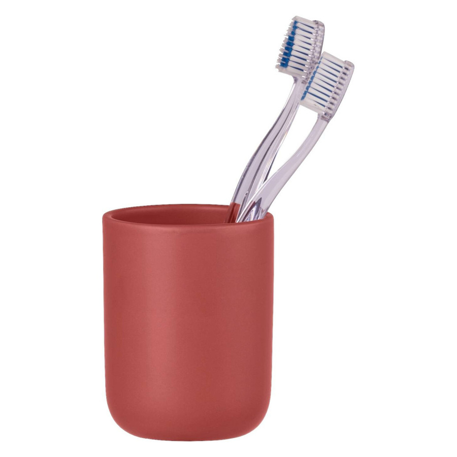 Allstar Zahnputzbecher Olinda aus Keramik in Rot, B/T/H: 7,6 x 7,6 x 10,0 cm - Bild 2