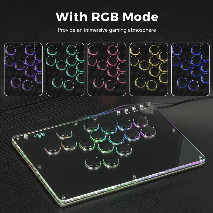 Haute42 T16-Texture Stickless Arcade Stick Controller Hitbox Keyboard in Schwarz für PC, PS4, PS5 und Nintendo Switch - Bild 5