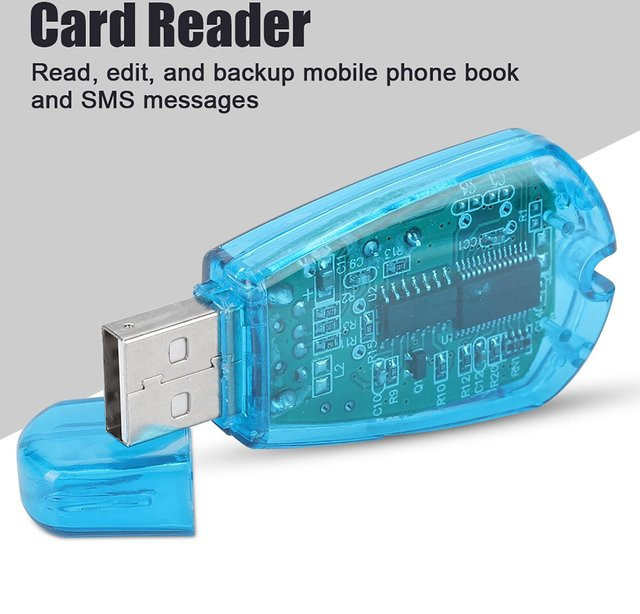 USB SIM-Kartenleser und Memory Card Reader mit CD für PC und Computer, Blau - Bild 1