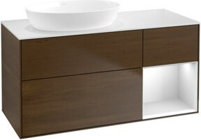 V&B Waschtischunterschrank Finion mit Wandbeleuchtung in Weiß lackiert, Breite: 120 cm, Höhe: 50,1 cm, Tiefe: 50,1 cm - Bild 1