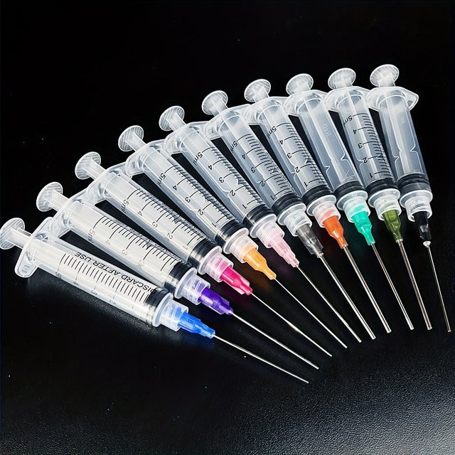 5ml Spritzen-Set mit stumpfen Nadeln in verschiedenen Größen für Flüssigkeiten, Bastelarbeiten und Klebstoffapplikatoren, transparent aus Kunststoff - Bild 1