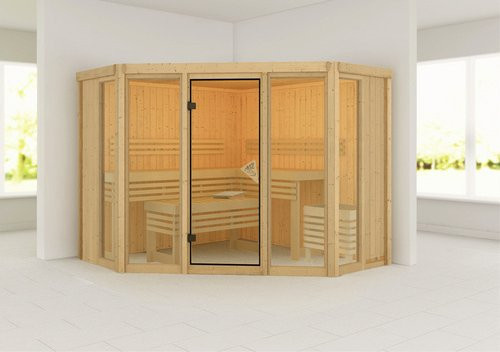 Karibu Sauna Ehmja 2 in Beige ohne Dachkranz B/H/T: 231 x 198 x 231 cm