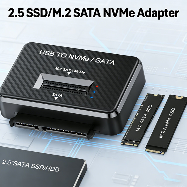 IRhasta M2 SATA NVMe zu USB 3.1 10Gbps Testadapter und Dockingstation für 2,5 Zoll SATA SSD sowie M2 SSD Formate 2230 2242 2280 22110, Schwarz, USB-C - Bild 1