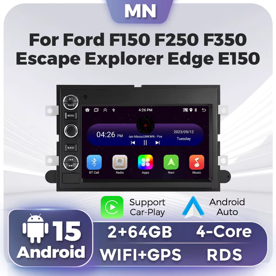 NAVIFANS Android 15 Autoradio mit Knopf-Bedienung und GPS für Ford F150 F250 F350 Mercury Explorer Mustang Expedition Escape, Schwarz - Bild 2