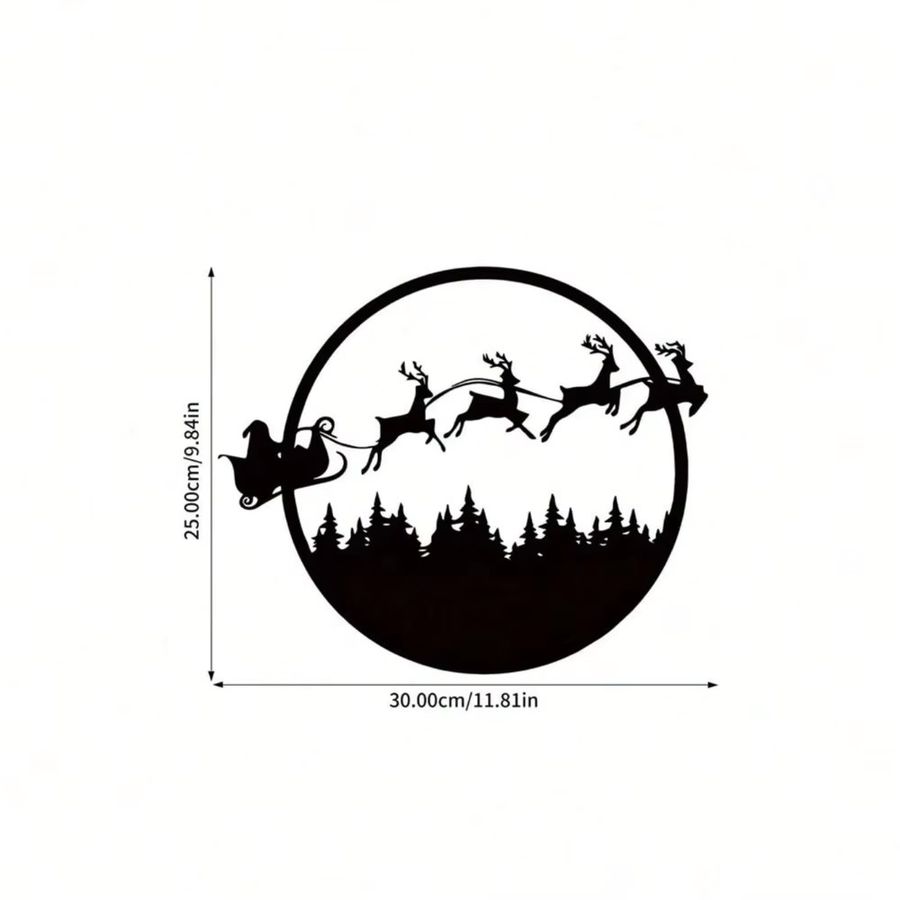 CIFBUY Wandkunst aus Metall Rund Halloween und Weihnachten Hängedekoration Schwarz - Bild 3
