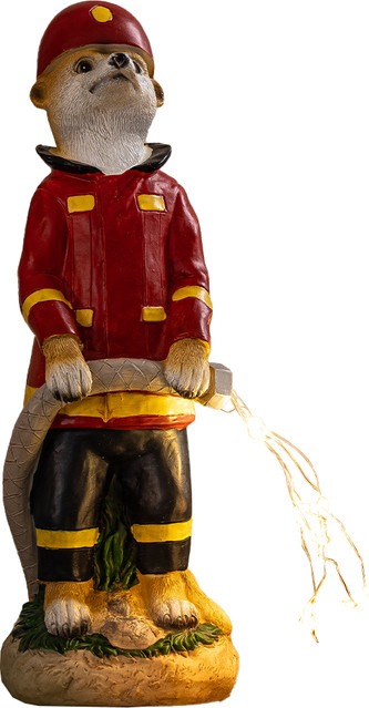 LED-Solar-Erdmännchen Feuerwehr als dekorative Gartenfigur - Bild 1