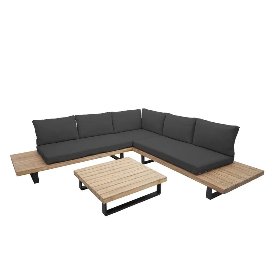 MCW Garten-Garnitur H54 Lounge-Set aus Akazienholz und Alu in Hellbraun mit dunkelgrauen Polstern - Bild 3
