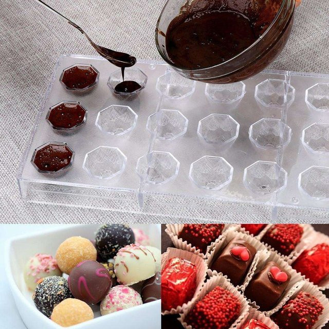ALICAKE Achteckige Schokoladenform in Transparent für Schokolade, Bonbons, Trüffel und Backwerkzeug - Bild 1