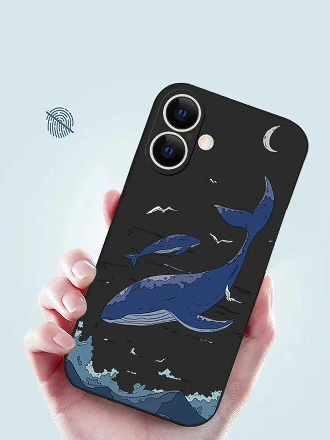 Stoßfeste Silikon Handyhülle mit Ozean-Tier-Design für iPhone 16 15 14 13 Pro Max 12 11 von MOESOE in Purple - Bild 5