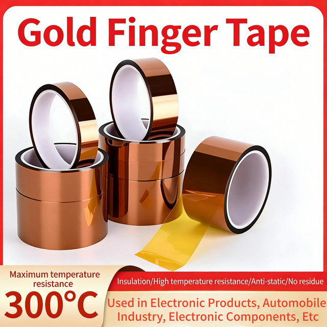 Kapton-Klebeband Polyimid-Klebeband elektrisch isolierend und hitzebeständig für die Leiterplattenisolierung, Länge: 33 m, Breite: 3–50 mm - Bild 1