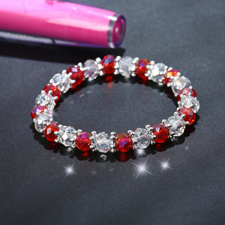 SILVERHOO Perlen-Armband, Armreif, rot, Damen, Perle, Kristall - Bild 2