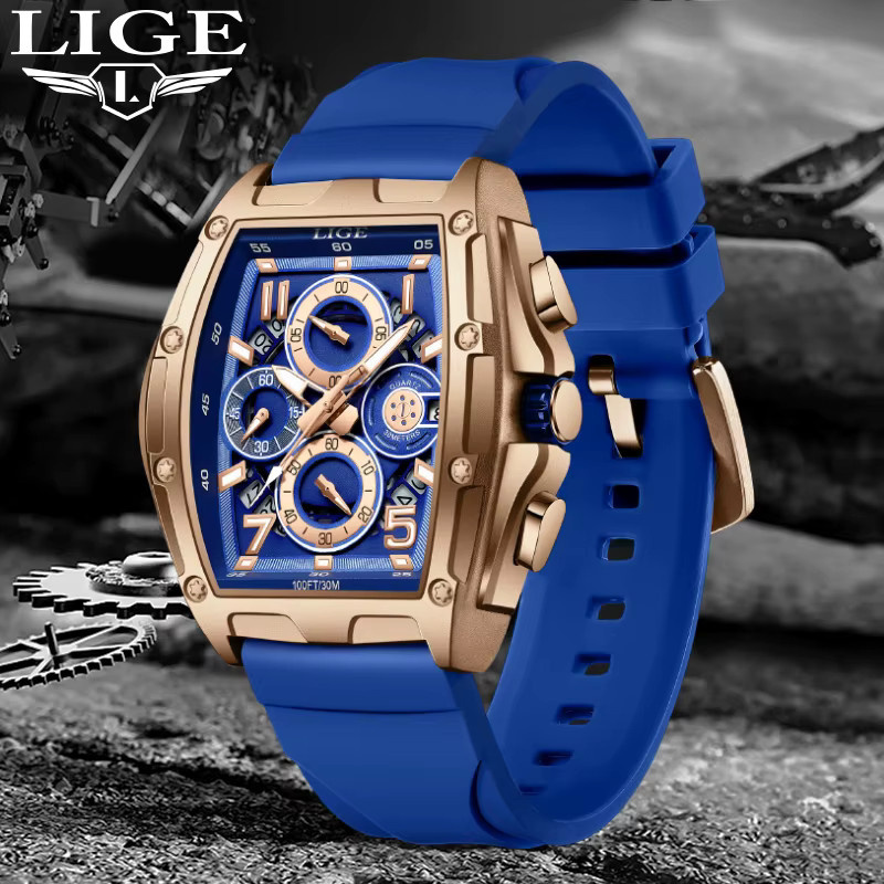 LIGE Chronograph, Silikon, Blau, Herren - Bild 6