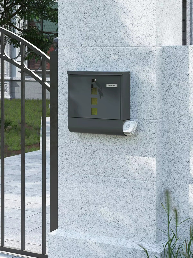 WOLTU Briefkasten aus Metall mit Schloss und Namensschild in Anthrazit - Bild 6