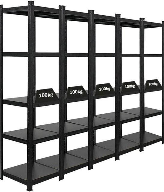 PROREGAL Ragnar All Black Series Schwerlastregal Set aus 5 Stück, Farbe: Matt Schwarz, H x B x T: 180 x 45 x 45 cm - Bild 1
