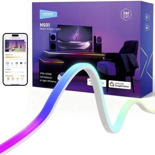 Neewer NS01-5 RGBICW LED-Streifen Neon Flex Set mit Netzteil, Multicolour, 5000 mm, 24V - Bild 1