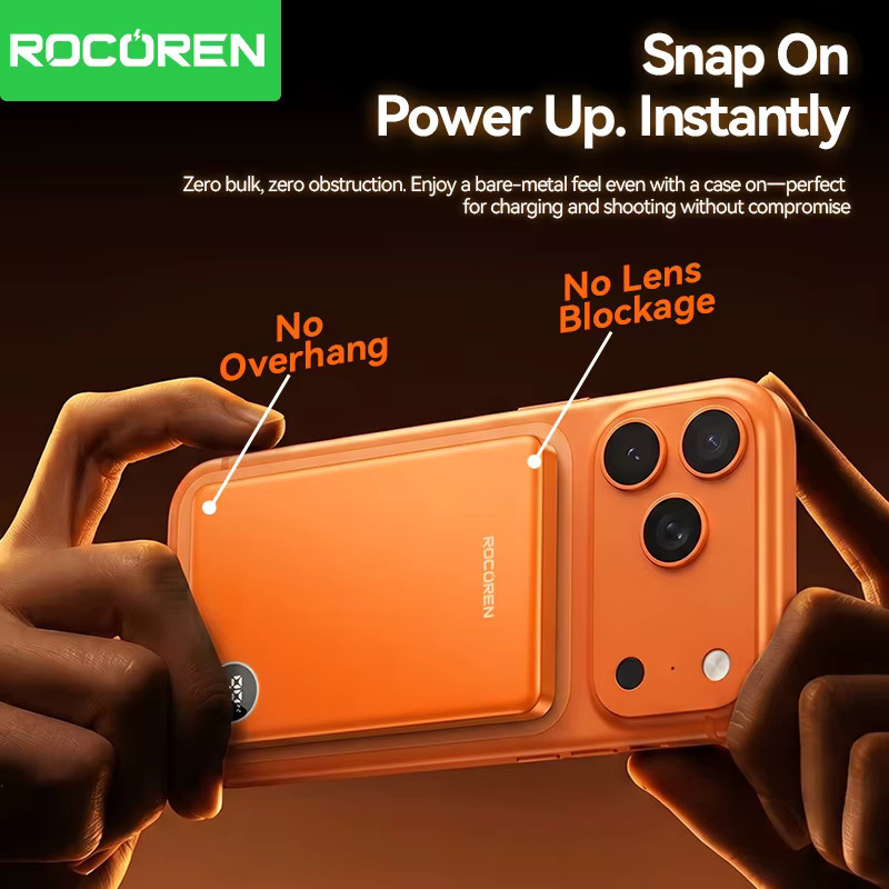 Rocoren Magnetische Powerbank 10000mAh mit 5000mAh PD 20W Schnellladung und Digitalanzeige, Kabelloses Ladegerät in Grau für iPhone 17 16 Pro Max - Bild 2