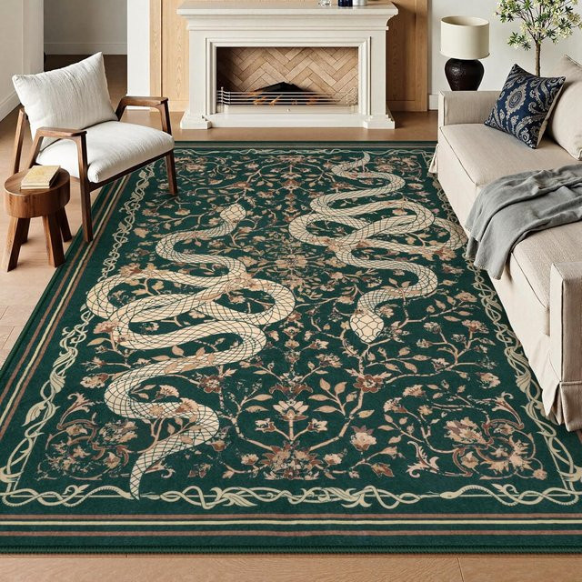 Waschbarer Bereichsteppich im Schlangen-Design von Lodestar, rutschfest und weich für Wohnzimmer, Schlafzimmer oder Esszimmer, B/T: 60 x 40 cm - Bild 1