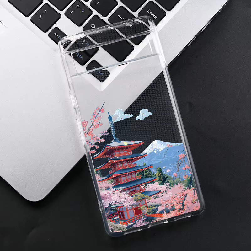 Transparente Handyhülle mit Japan Anime Fuji Berg Landschaft für Google Pixel 8A 9 Pro XL 8 Pro 6A 6 7 10 aus weichem TPU von iKKKS - Bild 2