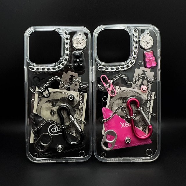 CANDYEIC Handyhülle im 3D Amerikanischen Punk-Stil für iPhone 17 Pro, 16 Pro Max, 15, 14, 13, transparent, stoßfest - Bild 1