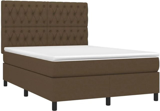 vidaXL Boxspringbett mit Matratze Dunkelbraun B/T/H: 140 x 190 x 144 cm Hybrid-Design mit Taschenfederkern - Bild 1