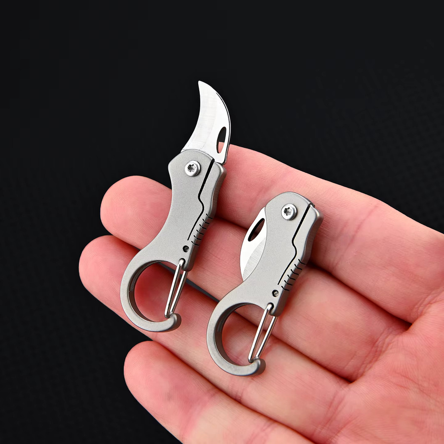 YESISOK Mini-Messer aus 7Cr Stahl-Titan-Legierung in Silber als tragbares EDC-Werkzeug und Schlüsselanhänger-Brieföffner - Bild 4