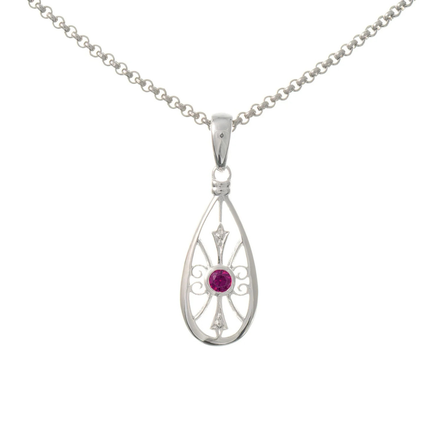 Anhänger mit Kette Dirndl Funkeln, 925 Silber, Zirkonia, beere - Bild 1