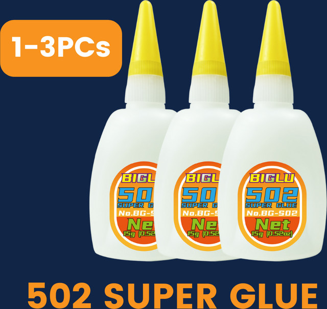BIGLU 502 Superkleber Cyanacrylat-Klebstoff für Leder, Gummi, Holz, Metall und Kunststoff, sofort trocknend, weiß, 3 Stück - Bild 1