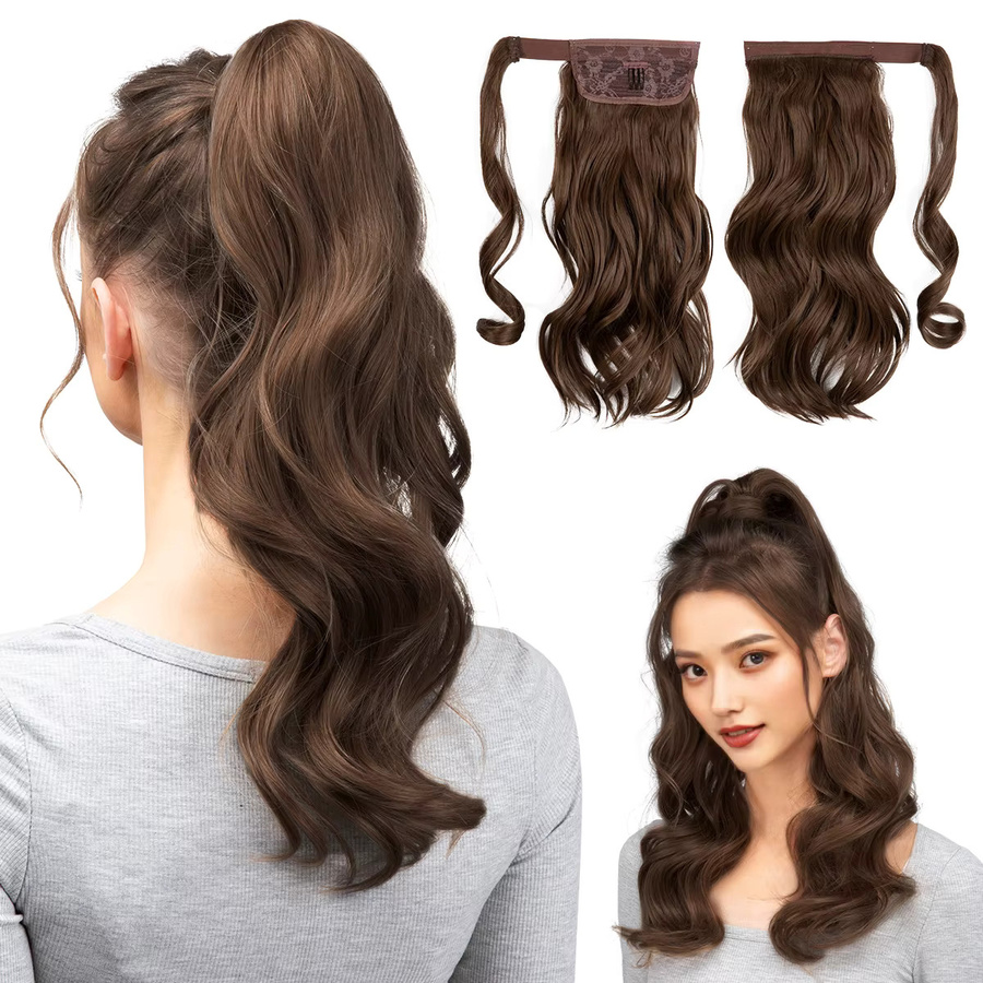 SARLA Haarverlängerung, synthetisch, gewellt, Clip-in, schwarz - Bild 5