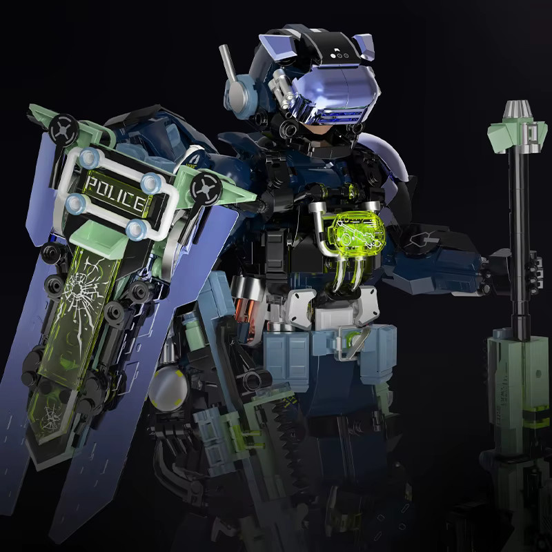 Stadt Roboter Polizei Mecha MOC Ziegel Spielzeug, Bausteine, Feuerwehr - Bild 2
