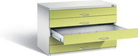 C+P Flachablageschrank Serie 7100_7200 in Viridingrün und Lichtgrau, H x B x T: 76,0 x 110,0 x 76,5 cm - Bild 1