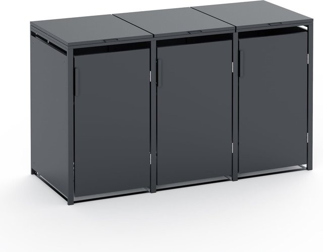 PLATS Mülltonnenbox 3er Set Outdoor Solution, Farbe: Anthrazit, B/T/H: 198,5 x 80 x 116 cm - Bild 4