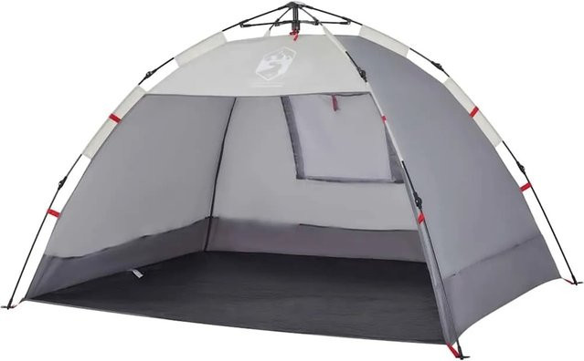 vidaXL Strandzelt für 2 Personen in Grau, wasserdicht mit Quick Release System aus Polyester, B/T/H: 207 x 148 x 127 cm - Bild 1