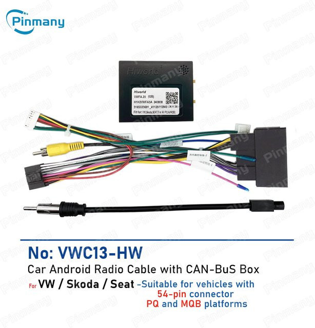 pinmany CAN-Bus-Adapter VWC13 Auto-Radio-Stromkabel-Adapter für VW Golf 7, Touran, Passat, Caddy, Jetta, Amarok und Skoda Octavia, Citigo - Bild 1