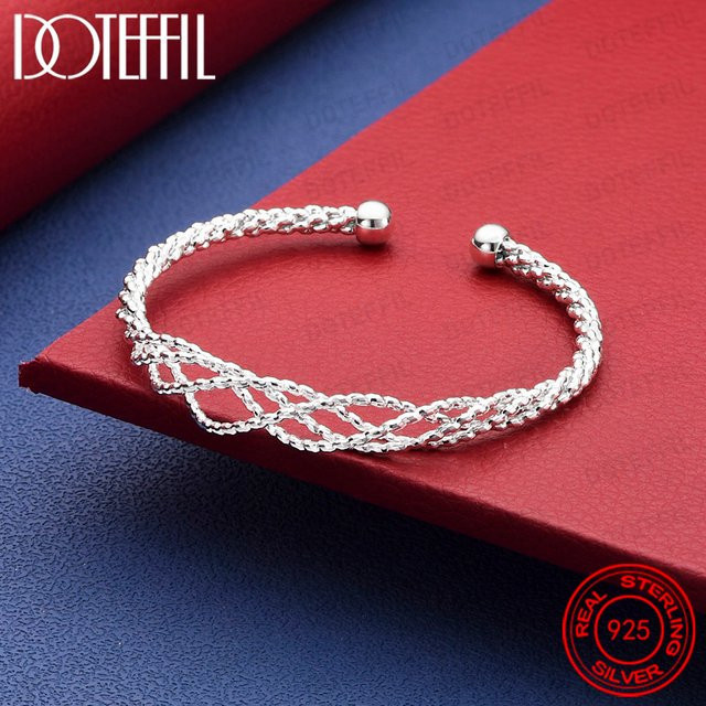 DOTEFFIL Armreif 925 Sterlingsilber, Mesh-Doppelperle, Damen - Bild 1
